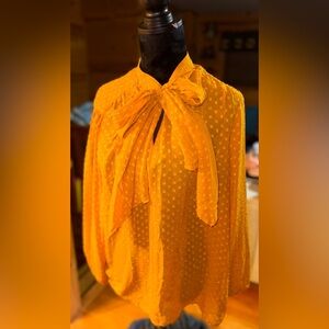 DR2 Women's Orange Blouse with Bow Detail